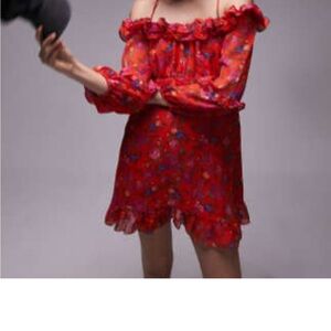 Red and Purple Floral Dress